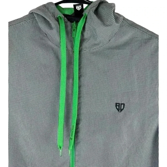 Artful Dodger Black White & Green Full Zip Jacket Windbreaker Size Large - Picture 4 of 13